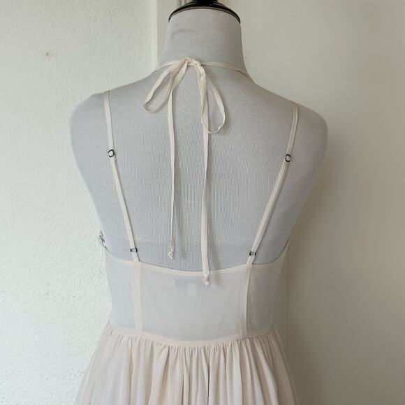 Rebecca Minkoff 100% Silk Embroidered Midi Dress Ivory Boho Size 00 - Picture 6 of 13